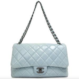 SOLD. Chanel Light Blue Coco Soft Flap Bag